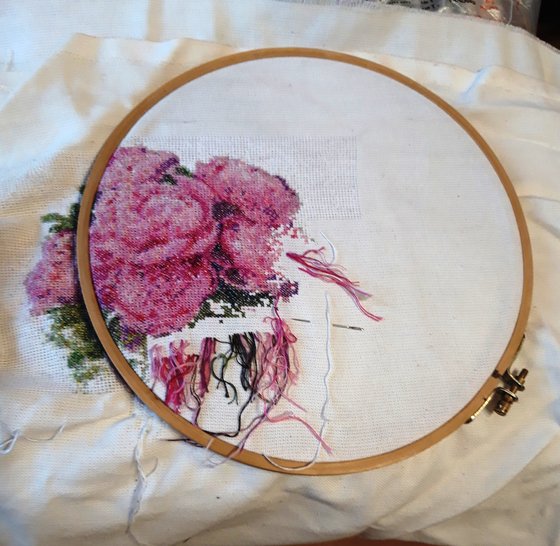 Этап процесса «Пионы в вазе»