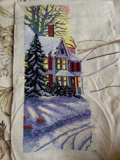 Этап процесса «Зимний пейзаж»