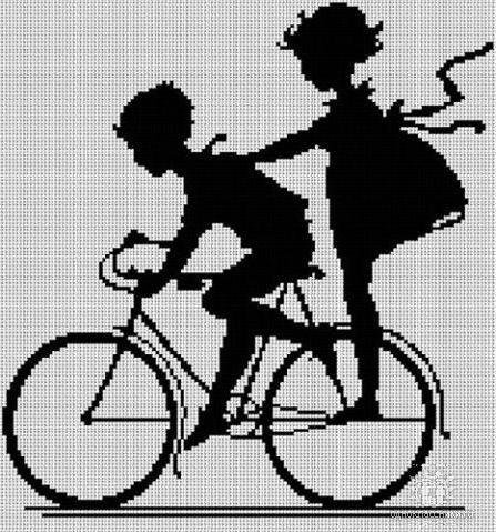 Этап процесса «Дети на велосипеде. Монохром»