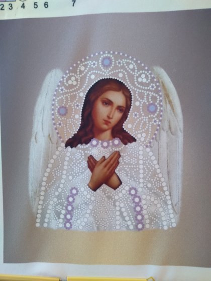 Этап процесса «Икона Ангел-Хранитель (серебро). Бисер.»