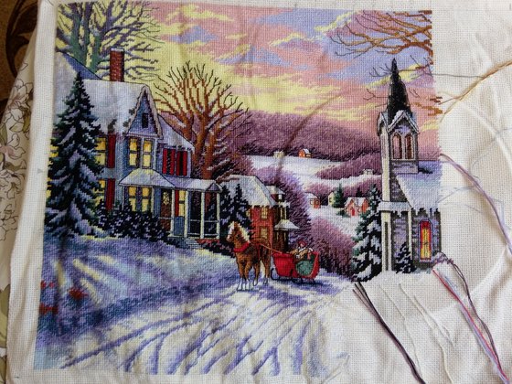 Этап процесса «Зимний пейзаж»