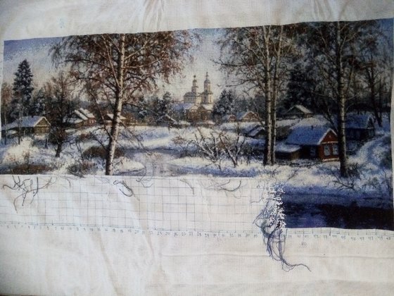 Этап процесса «Зимний пейзаж.С.Ханин»