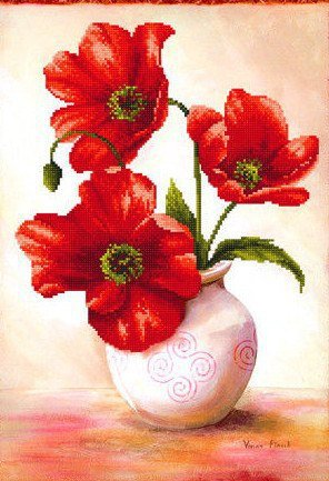 Этап процесса «Маки в вазе»