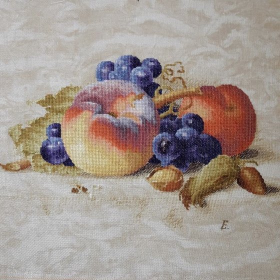 Этап процесса «Натюрморт с персиками»