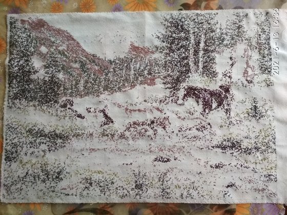 Этап процесса «Лошади, горы»