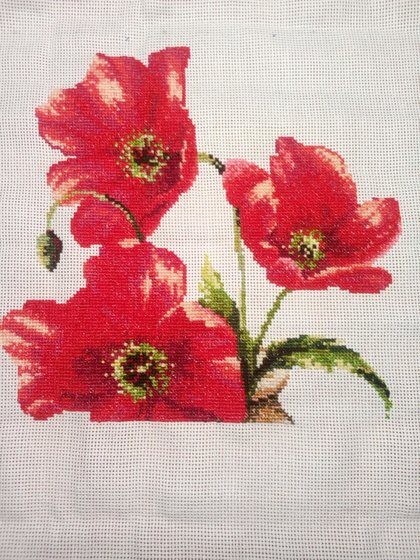 Этап процесса «Маки в вазе»