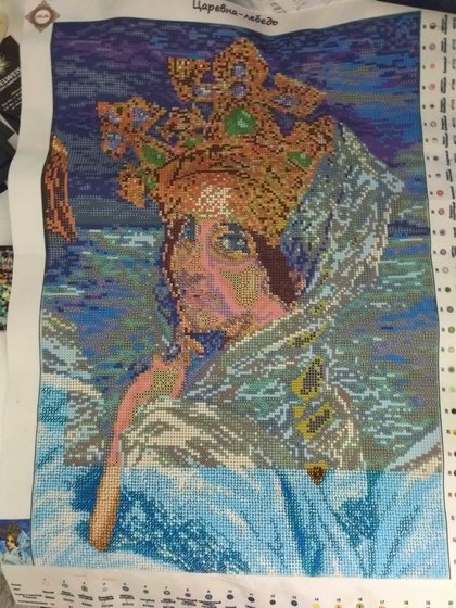 Этап процесса «Царевна-Лебедь.ТМ Миледи.Схема для полной зашивки бисером»