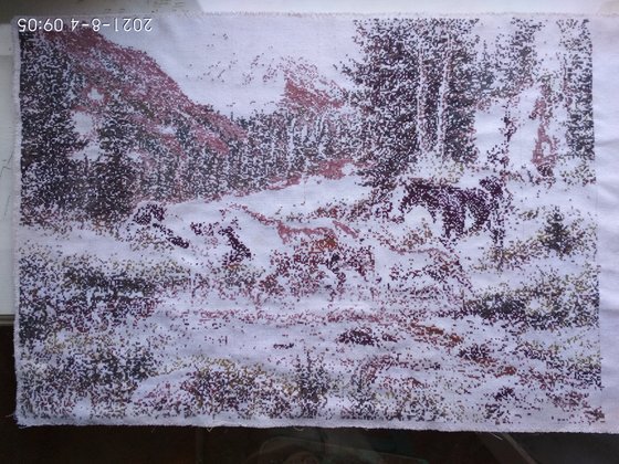 Этап процесса «Лошади, горы»