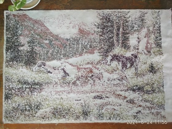 Этап процесса «Лошади, горы»