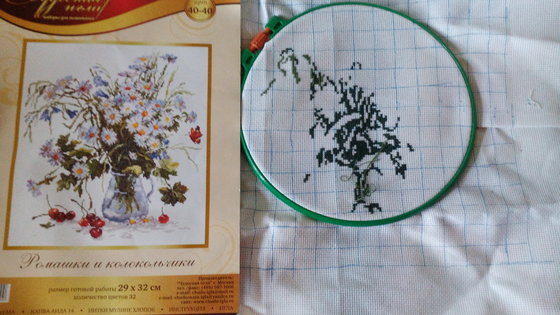 Этап процесса «букет с ромащками»