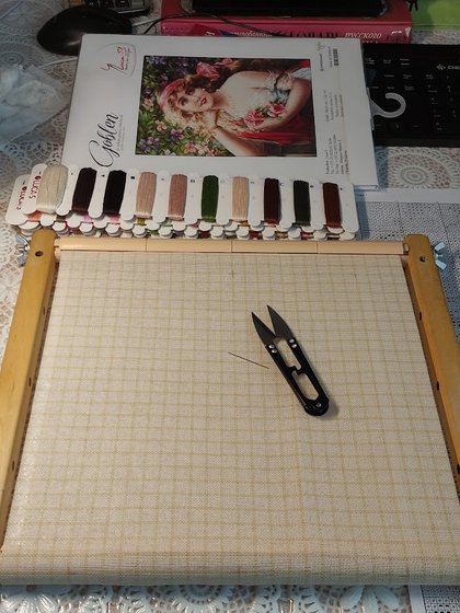 Этап процесса «Девушка с розами»