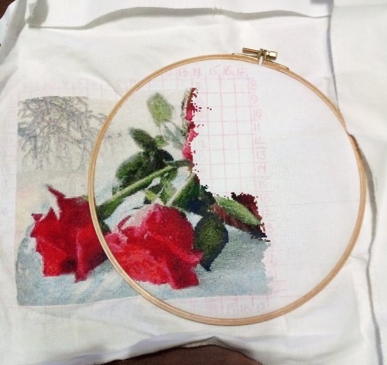 Этап процесса «"Розы на снегу" по авторской схеме Е Шашновой»