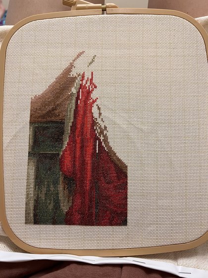 Этап процесса «Девушка с розами»