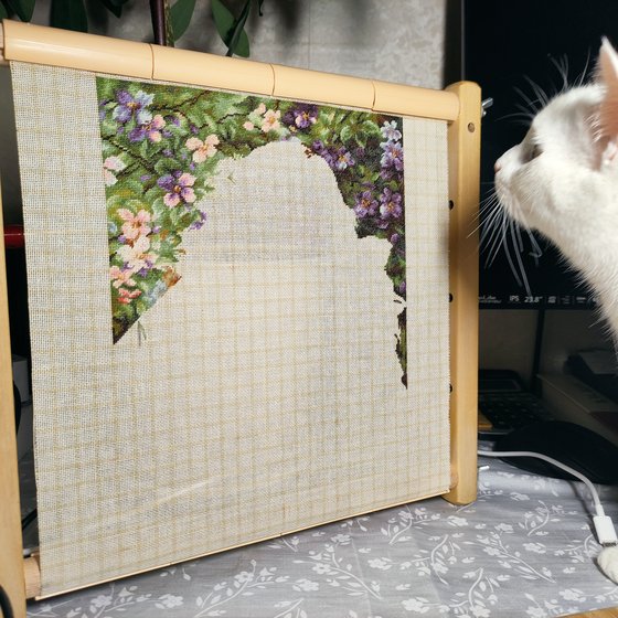 Этап процесса «Девушка с розами»