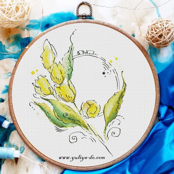 Этап процесса «Жёлтые тюльпаны.»