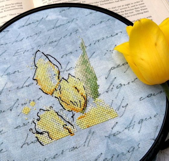 Этап процесса «Жёлтые тюльпаны.»