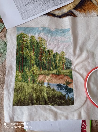 Этап процесса «Родные берега по мотивам картины С.Басова»