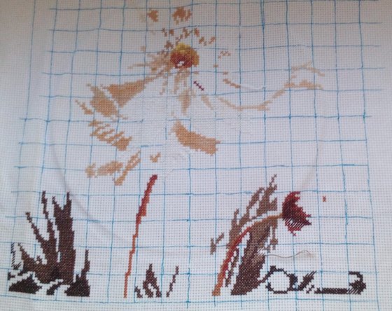 Этап процесса «Белые цветы. В объятьях света.»