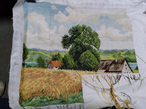 Этап процесса «Летний пейзаж»