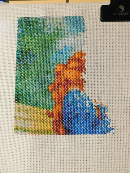 Этап процесса «Девушка в саду»