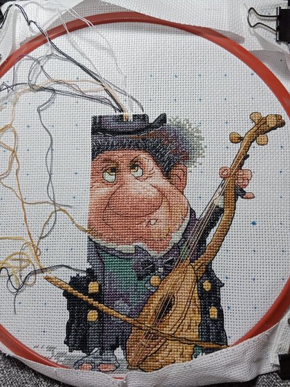 Этап процесса «Музыкант По иллюстрации Жан  Батиста Монже»