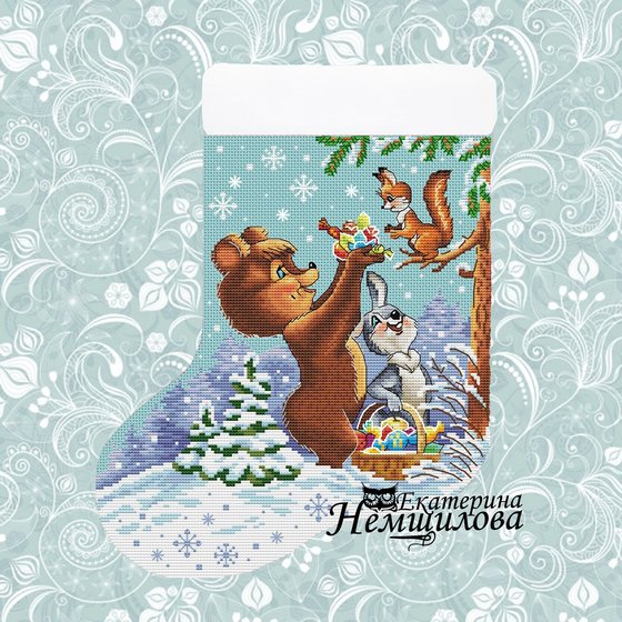 Этап процесса «Новогодний сарожок по советским открыткам В. Заруби6а»