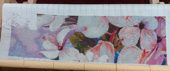 Этап процесса «Зяблик и цветы»