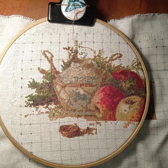 Этап процесса «Натюрморт с яблоками»