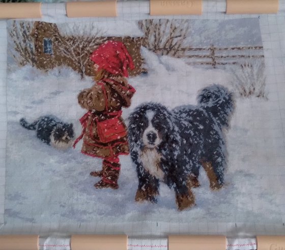 Этап процесса «Зимние радости. По картине Роберта Дункана.»