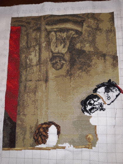 Этап процесса «Всадница по мотивам картины К.П. Брюллова»