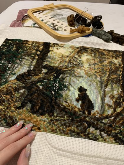 Этап процесса «Утро в сосновом лесу»