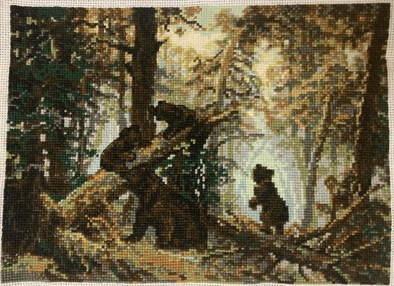 Этап процесса «Утро в сосновом лесу»