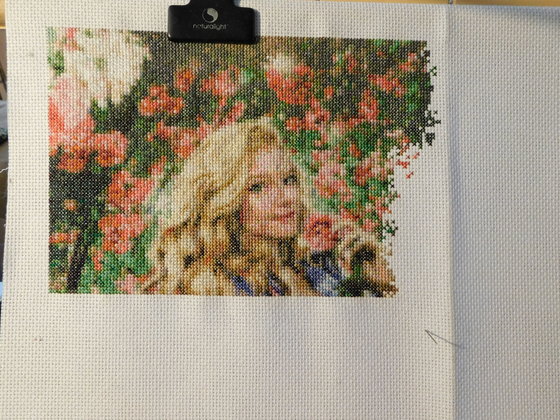 Этап процесса «Девушка в цветах»