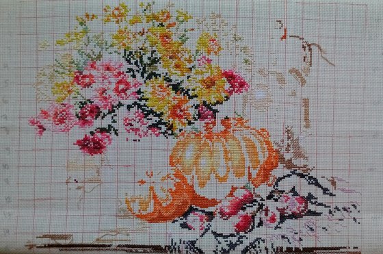 Этап процесса «Натюрморт с тыквой от Алисы»