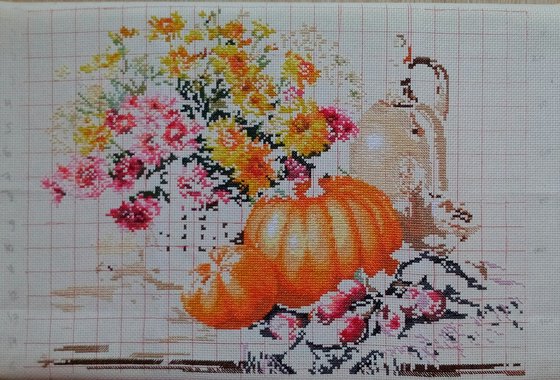 Этап процесса «Натюрморт с тыквой от Алисы»