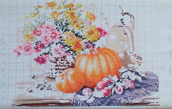 Этап процесса «Натюрморт с тыквой от Алисы»