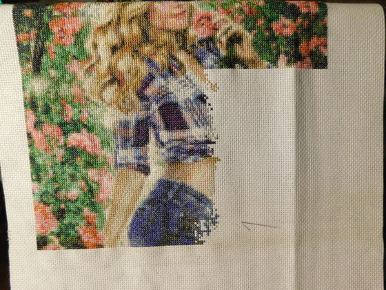 Этап процесса «Девушка в цветах»