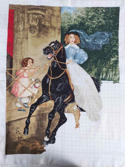 Этап процесса «Всадница по мотивам картины К.П. Брюллова»