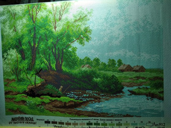 Этап процесса «Деревенский пейзаж»