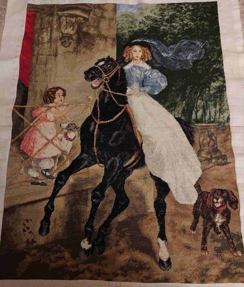 Этап процесса «Всадница по мотивам картины К.П. Брюллова»