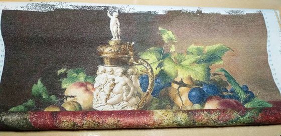 Этап процесса «7 слоников 510, "Натюрморт фрукты и кружка из слоновой кости"»