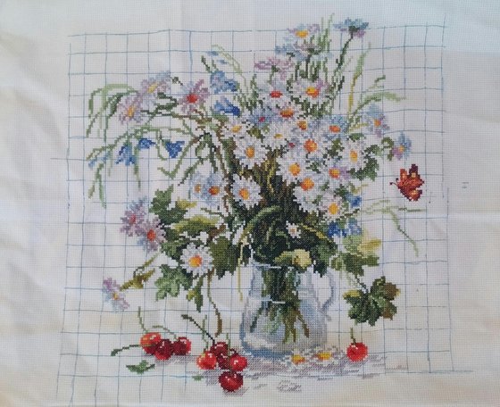 Этап процесса «букет с ромащками»