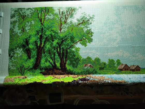 Этап процесса «Деревенский пейзаж»