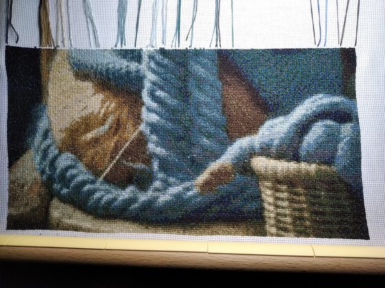 Этап процесса «Кот вязальщик»