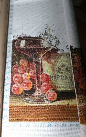 Этап процесса «Bonny Art 0005-РВ "Шампанское и розовый виноград»