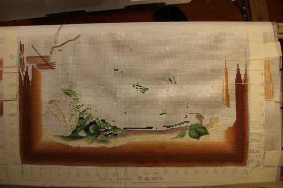 Этап процесса «Букет в корзине.»