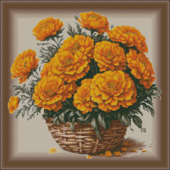 Этап процесса «Букет в корзине 4»