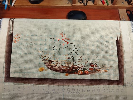 Этап процесса «Букет в корзине 4»