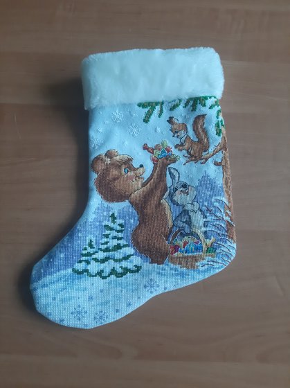 Этап процесса «Новогодний сарожок по советским открыткам В. Заруби6а»