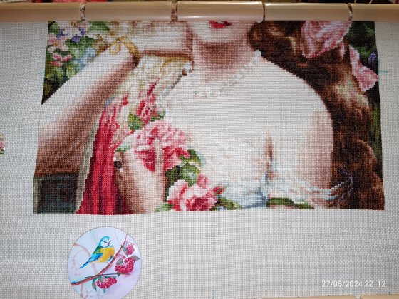 Этап процесса «Портрет девушки с розами»